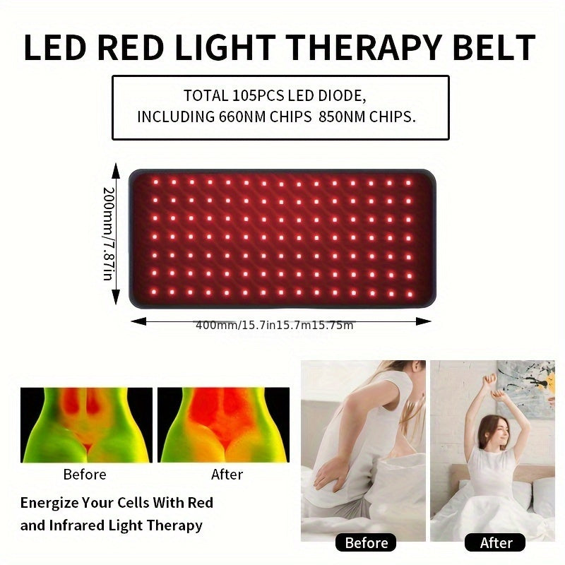 Red Light Therapy Pad For Body Pain NIR Deep Therapy For Back Knee Hands Feet Relief Portable 660nm 850nm Home Heating Light Therapy Wrap Belt Gift For Women Men