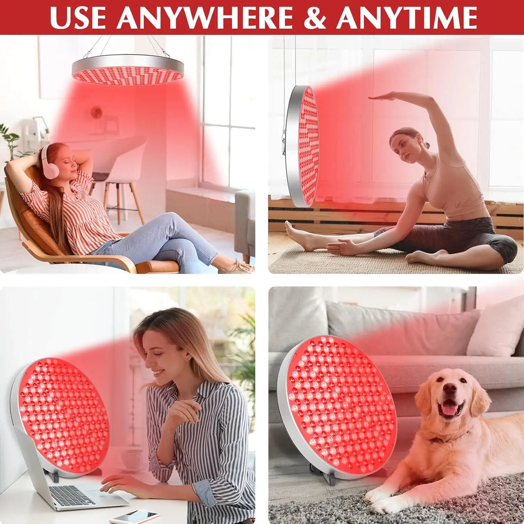 NEW Red Light Therapy Lamp LED Panel (Round)with Stand, 660 &850nm Near Infrared Light Combo,  for Pain Relief Body, Skin Beauty