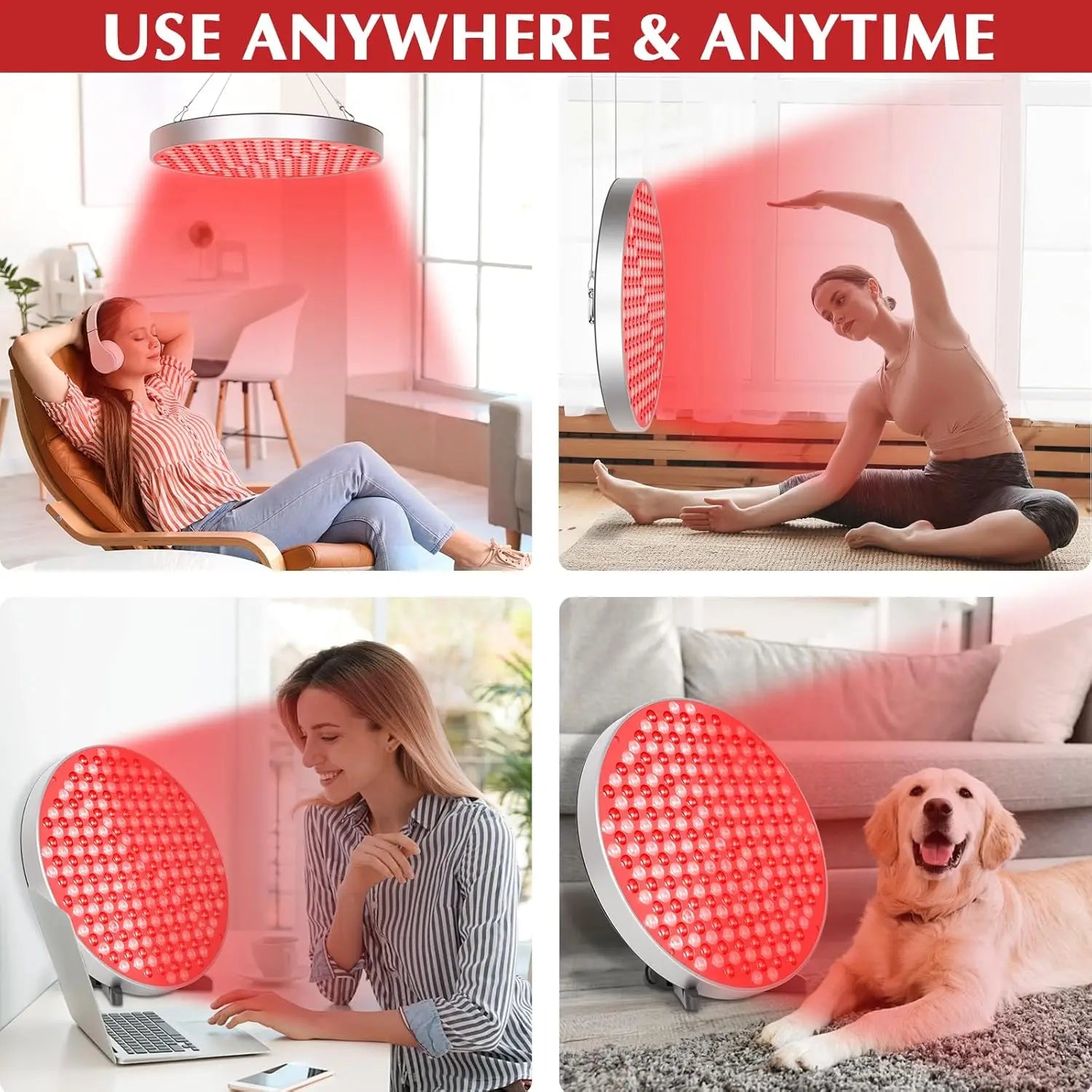 NEW Red Light Therapy Lamp LED Panel (Round)with Stand, 660 &850nm Near Infrared Light Combo,  for Pain Relief Body, Skin Beauty