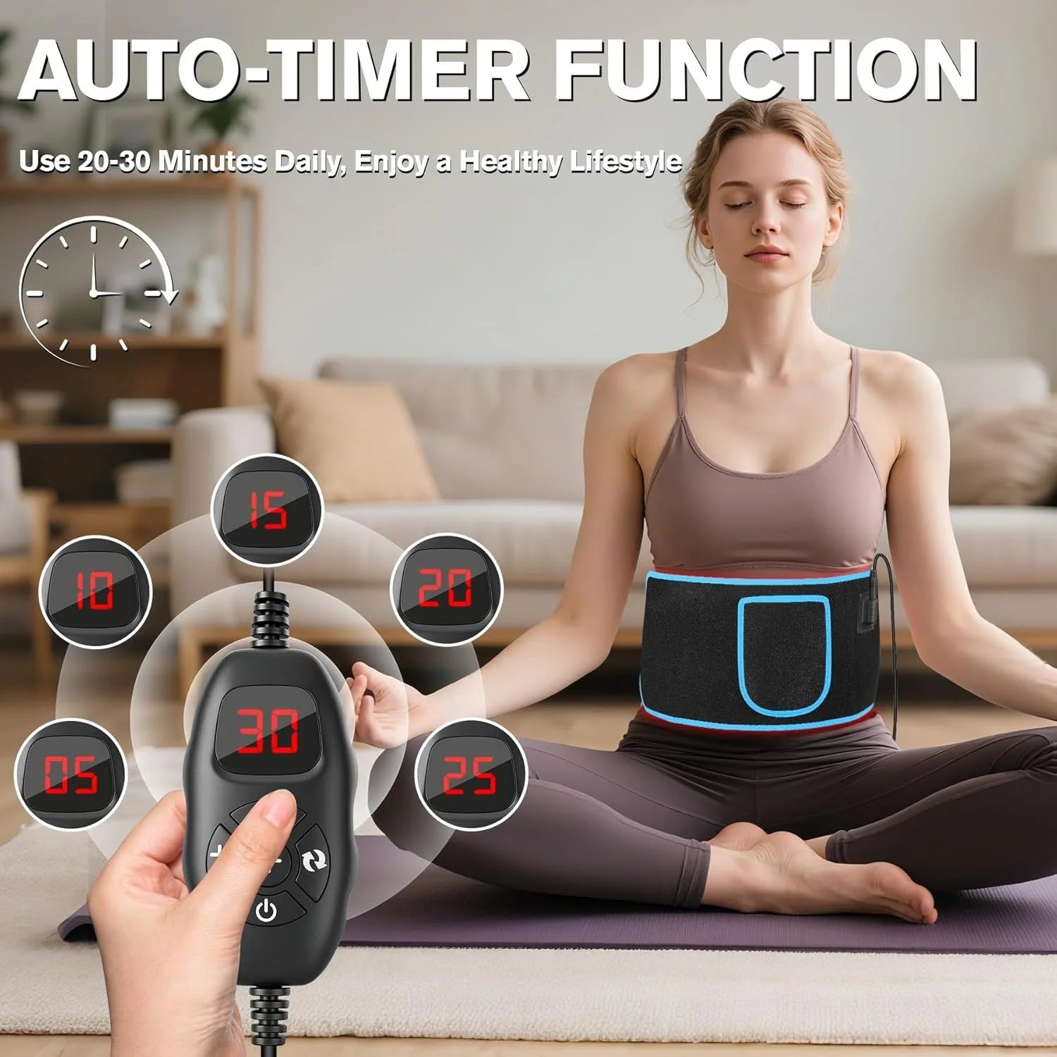 660nm&850nm Red Light Infrared Light Therapy Waist Belt with Controller Body Pain Relief Heated Pad for Muscle Repair Speed Heal