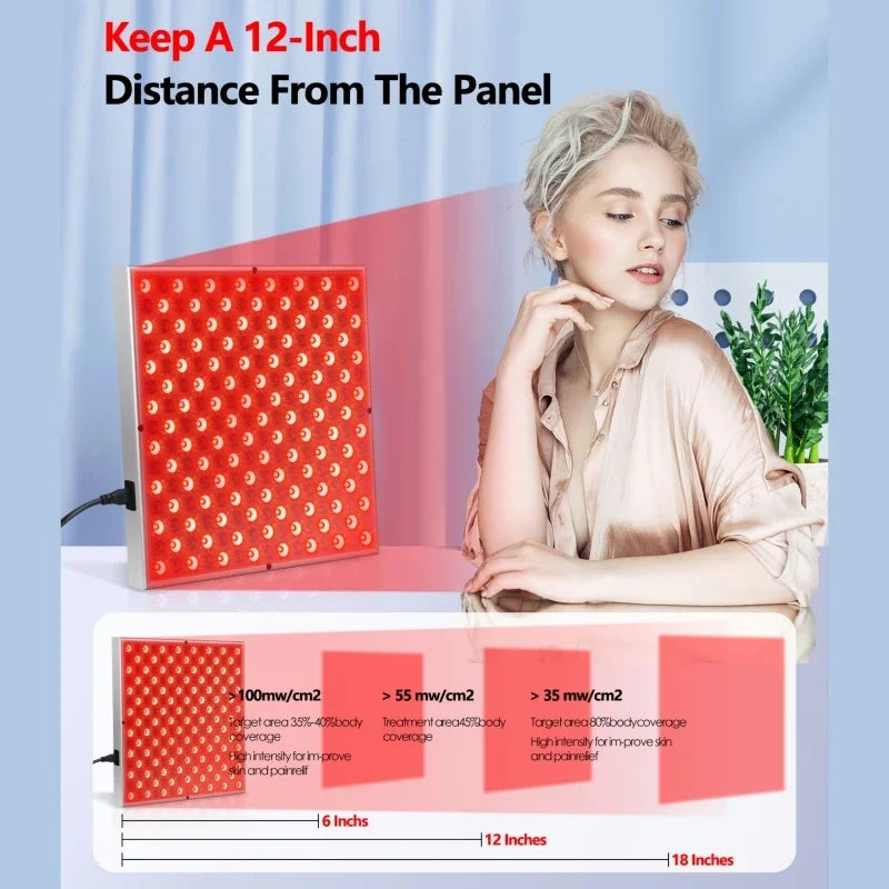LED Red Light Therapy Panel Lamp for Facial Anti Aging Skin Care Beauty 225pcs LED Light Body Pain Relief Physical Therapy