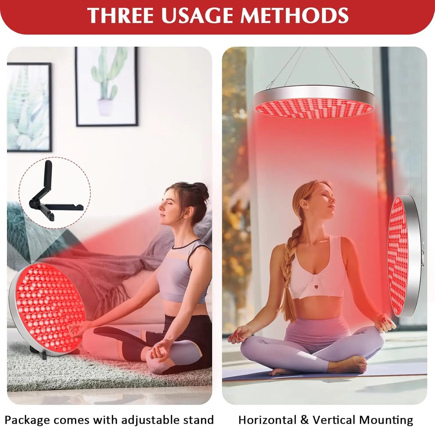 NEW Red Light Therapy Lamp LED Panel (Round)with Stand, 660 &850nm Near Infrared Light Combo,  for Pain Relief Body, Skin Beauty