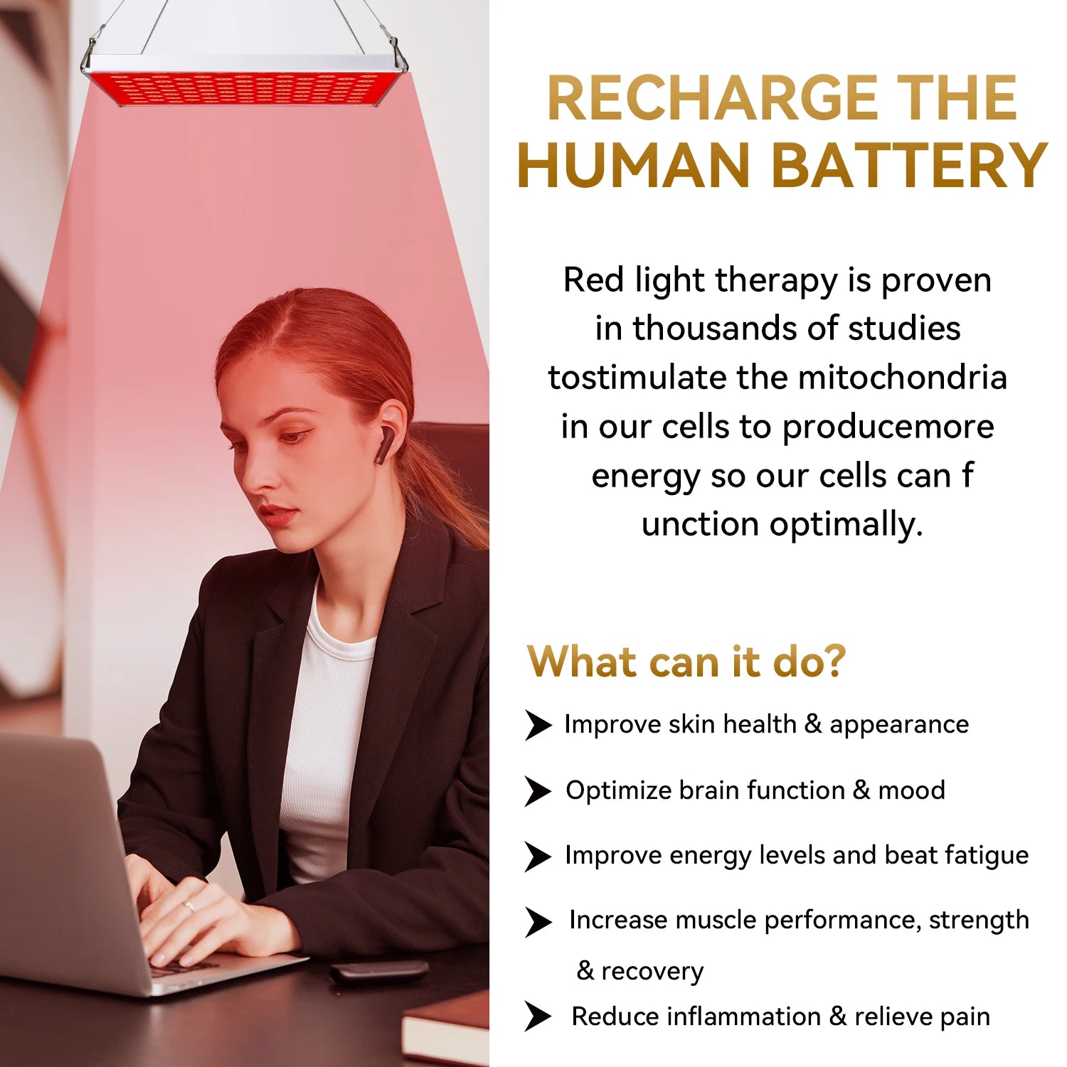 45W LED Panel with Deep 660nm & 850nm Light LED Red Light Therapy Device Combo for Skin Beauty, Muscle & Joint Pain Relief