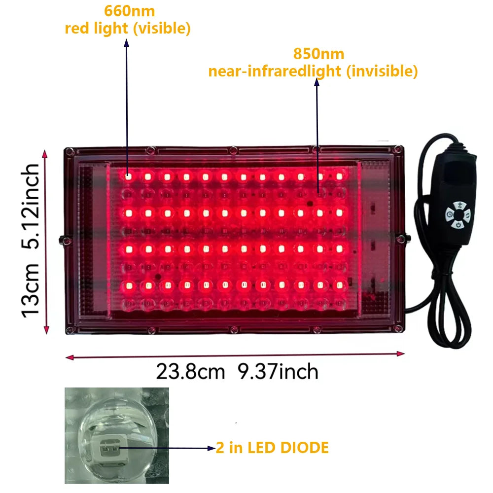 Red Light Therapy Lamp LED Infrared Light Therapy 660nm&850nm Near Infrared Light Device Full Body Pain Relief Skin Care Device