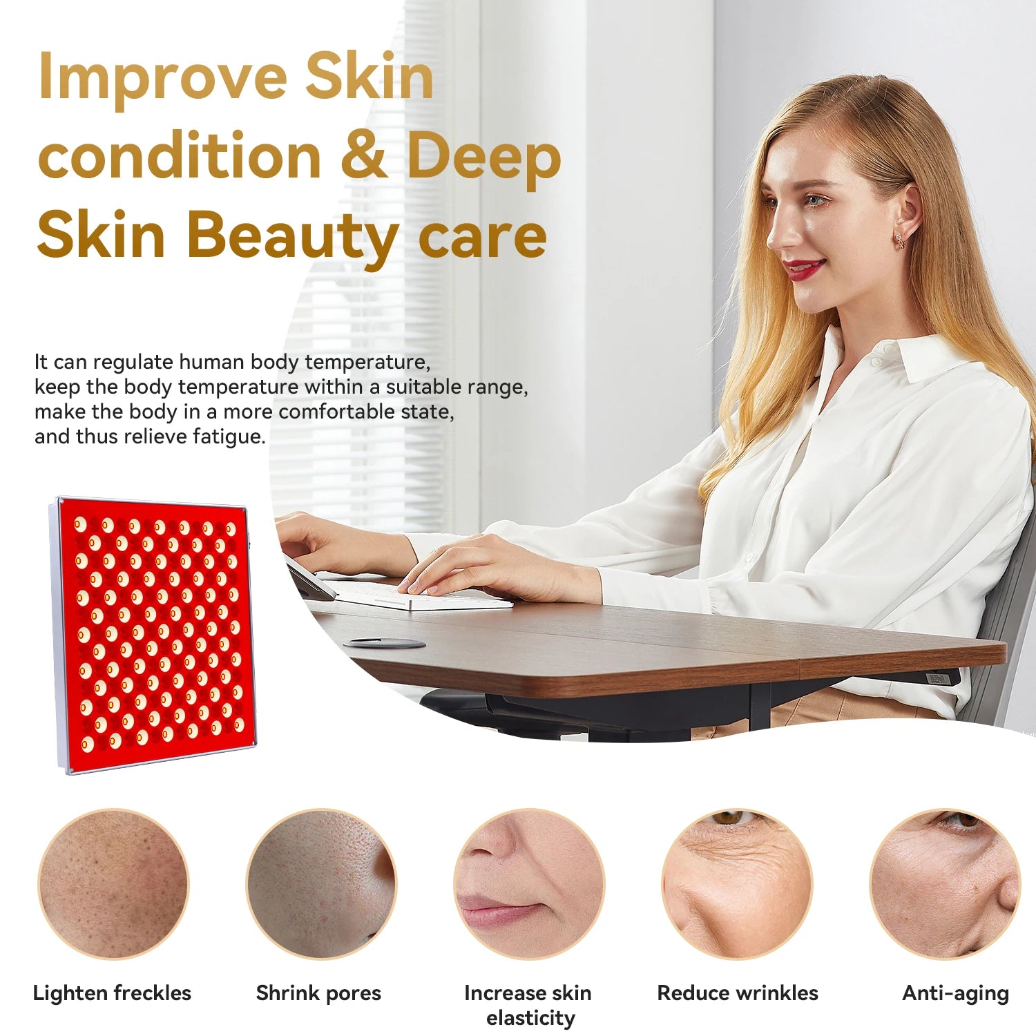 45W LED Panel with Deep 660nm & 850nm Light LED Red Light Therapy Device Combo for Skin Beauty, Muscle & Joint Pain Relief