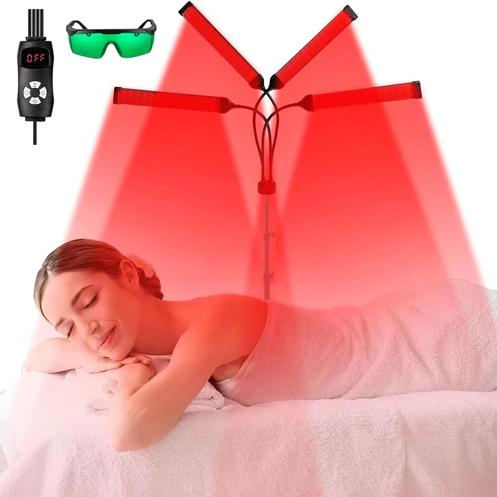 4 Head Red Light Therapy Lamp Infrared Light w/Timer Adjustable 660nm 850nm Near Infrared Light for Body Pain Relief Skin Care