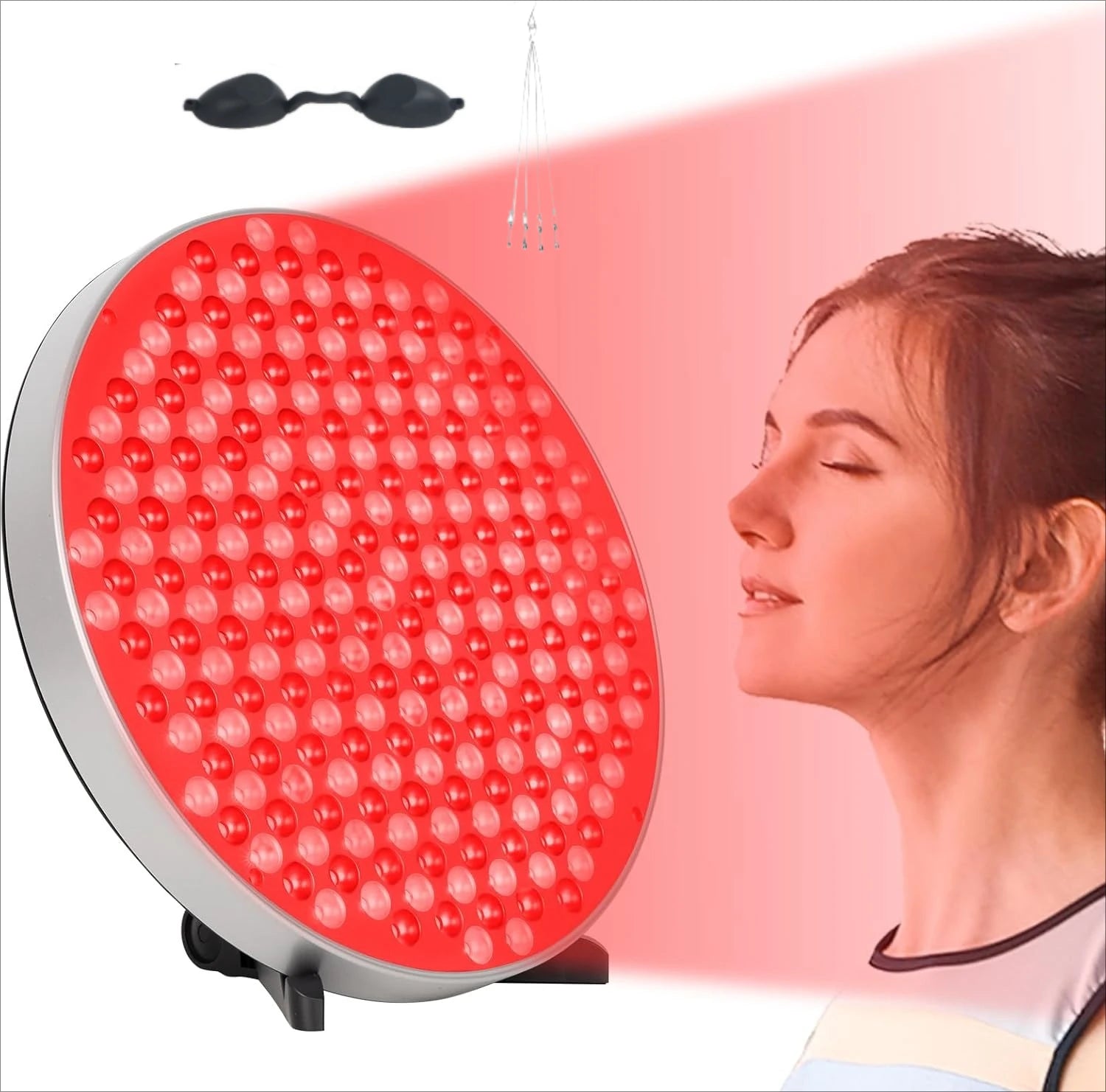 NEW Red Light Therapy Lamp LED Panel (Round)with Stand, 660 &850nm Near Infrared Light Combo,  for Pain Relief Body, Skin Beauty