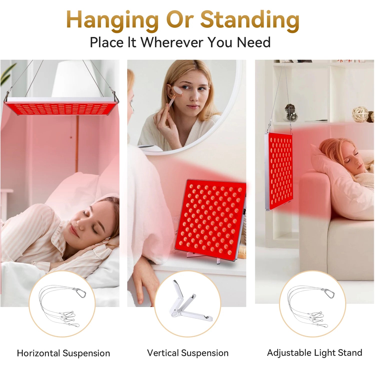 45W LED Panel with Deep 660nm & 850nm Light LED Red Light Therapy Device Combo for Skin Beauty, Muscle & Joint Pain Relief